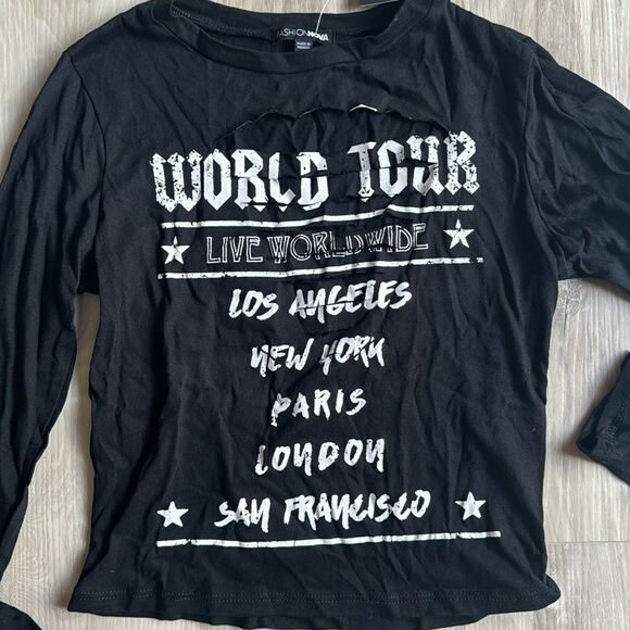 NWT Fashion Nova Shredded Crop Top Size Medium - Picture 3 of 5